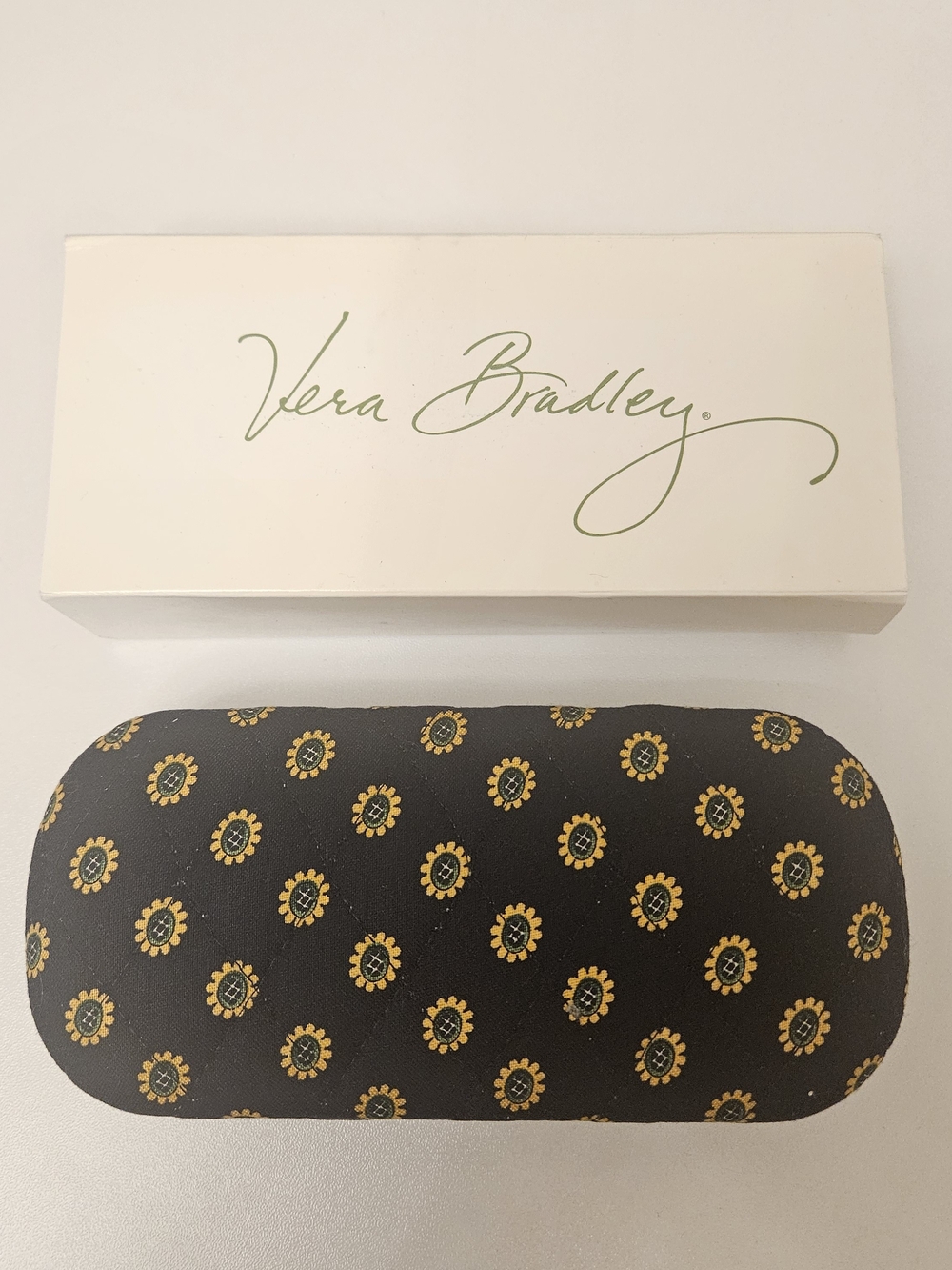 Vera Bradley Black & Gold Sunglasses Case Quilted Hard Shell Vibrant Black NIB